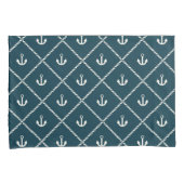Navy Rope en Anchor Pattern Kussensloop (Voorkant-Rechts)