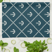 Navy Rope en Anchor Pattern Theedoek (Gevouwen)