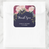 Navy rose floral merci faveurs stickers mariage (Sac)