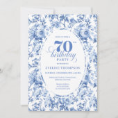 Navy Roses 70th Birthday Chic Floral Invitation (Devant)