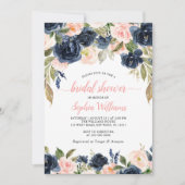 Navy & Roses Floral Bridal Shower Kaart (Voorkant)