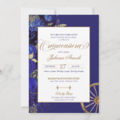 Navy Royal Blue Western Charro 2-Sided Quinceanera Kaart (Achterkant)