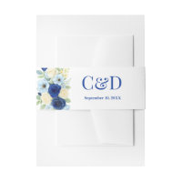 Navy Royal Bue Wedding Waterverf Ivoorbloemen
