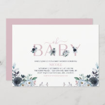 Navy & Roze Boho Floral Girl Baby shower