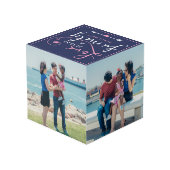 Navy roze Love maakt familie 4 foto's Kubus (Achter hoekig)