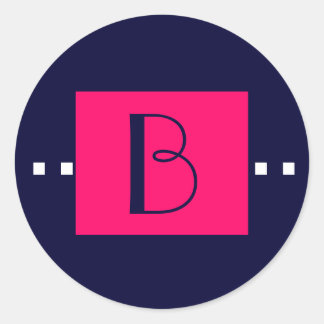 Navy Roze Monogram B Bruiloft Stickers