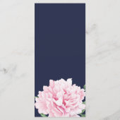 Navy roze pioen Waterverf bruiloft Menu (Achterkant)