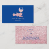 Navy Roze Wijn Bartender Sommelier Visitekaartje (Voorkant / Achterkant)