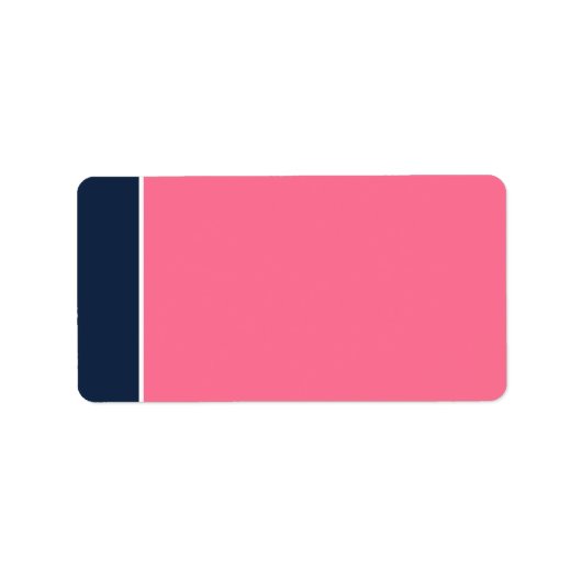 Navy, Roze, Wit Print-At Home Adres Label (Voorkant)