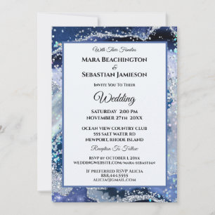 *~* NAVY RSVP Website AGATE Sterren AR13 Huwelijk Kaart