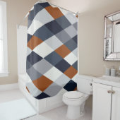 Navy Rust Geometry VIIB Douchegordijn (In situ)