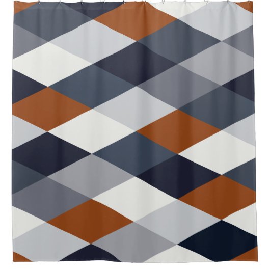 Navy Rust Geometry VIIB Douchegordijn (Voorkant)