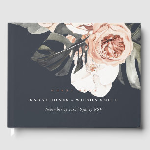 NAVY RUST MONSTERA FLORAL WATERVERF WEDING GASTENBOEK