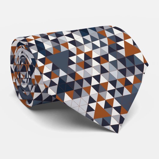 Navy Rust Triangles III Stropdas (Opgerold)