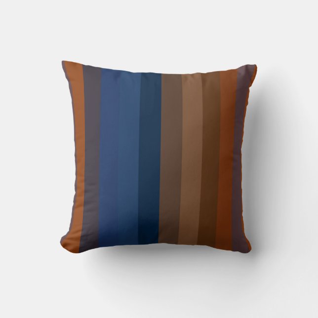 Navy & Rust Vertical Stripes Kussen (Voorkant)