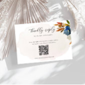 Navy & Rust Waterverf Boho Bloem Bruiloft QR Code RSVP Kaartje