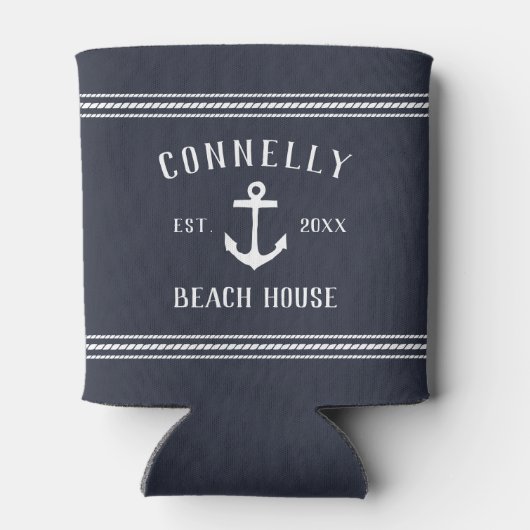 Navy Rustic Anchor Personalized Beach House Blikjeskoeler (Achterkant)