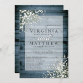 NAVY RUSTIC BABY'S ADEM BRUILOFT UITNODIGING (Voorkant / Achterkant)