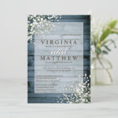 NAVY RUSTIC BABY'S BREATH WEDDING INVITATION KAART (Staand voorkant)