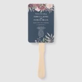 Navy Rustic Boho Dusty Roos Flowers Hand Fan Handwaaier (Voorkant)