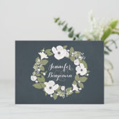 Navy Rustic Floral bruiloft uitnodiging (Staand voorkant)