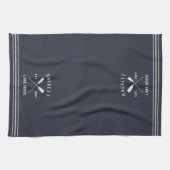 Navy Rustic Oars Personalized Lake House Theedoek (Horizontaal)