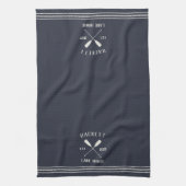 Navy Rustic Oars Personalized Lake House Theedoek (Verticaal)