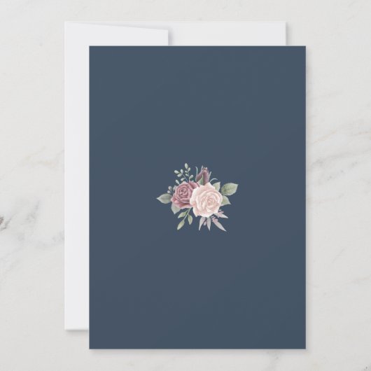 Navy Rustic Stof Roze Waterverf Boho Bloemen In Kaart (Achterkant)