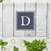 Navy rustieke Monogram Handdoek (Gevouwen)