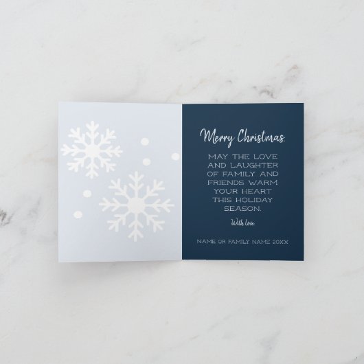 Navy rustieke sneeuwnacht landschap kerst Kaart (Binnen)