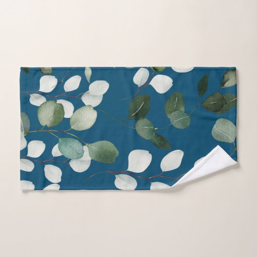 NAVY SAGE GREEN BOTANICAL BATHROOM TOWEL SET BAD HANDDOEK (Handdoek)