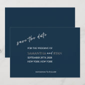 Navy Save the Date avec Argent Métallisé (Devant / Derrière)