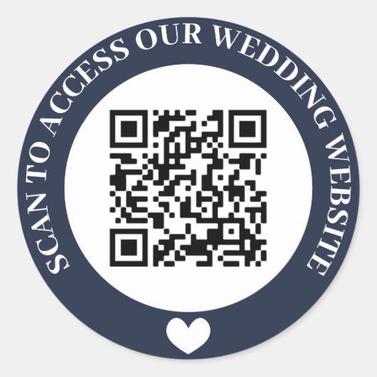 Navy Scan to access Weddenschap QR Code Ronde Sticker (Voorkant)