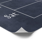 Navy Schoolbord Weekelijkse Gezins Monogram Kalend Poster (Hoek)