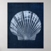 Navy Seashell Beach Decor Print nr. 2 (Voorkant)