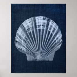 Navy Seashell Beach Decor Print nr. 2