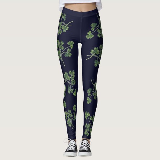 Navy Shamrock Panst Leggings (Voorkant)