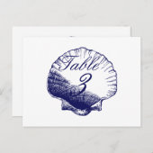 Navy Shells Beach Wedding Tableau Numéro Cartes (Devant / Derrière)
