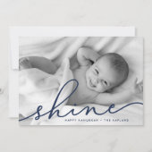 Navy | Shine Script Hanukkah-foto Feestdagenkaart (Voorkant)