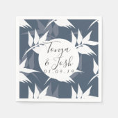 Navy Silohuette Tropical Leaf Pattern Servet (Voorkant)