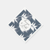 Navy Silohuette Tropical Leaf Pattern Servet (Hoek)