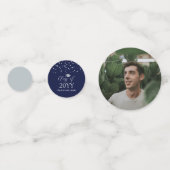 Navy Silver Confetti Modern Graduation Party Decor (Achterkanten)