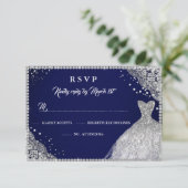 Navy Silver Diamond Sparkle Gown RSVP (Staand voorkant)