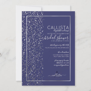Navy Silver Glitter Confetti Side Vrijgezellenfees Kaart