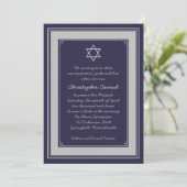 Navy Silver Gray Bar Mitzvah uitnodiging (Staand voorkant)