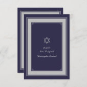 Navy Silver Grey Bar Mitzvah Reply Kaart (Voorkant / Achterkant)