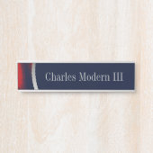 Navy Silver Red Wall Hanging Cubical Name Bord Deurbordje (Voorkant)