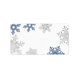 Navy Silver Sneeuwvlok Bruiloft Blank Adresetikett Etiket