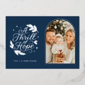 Navy & Silver Thrill of Hope Arch Photo Religious Folie Feestdagenkaart (Voorkant)