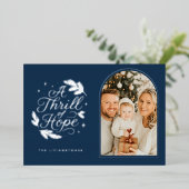 Navy & Silver Thrill of Hope Arch Photo Religious Folie Feestdagenkaart (Staand Voorkant)